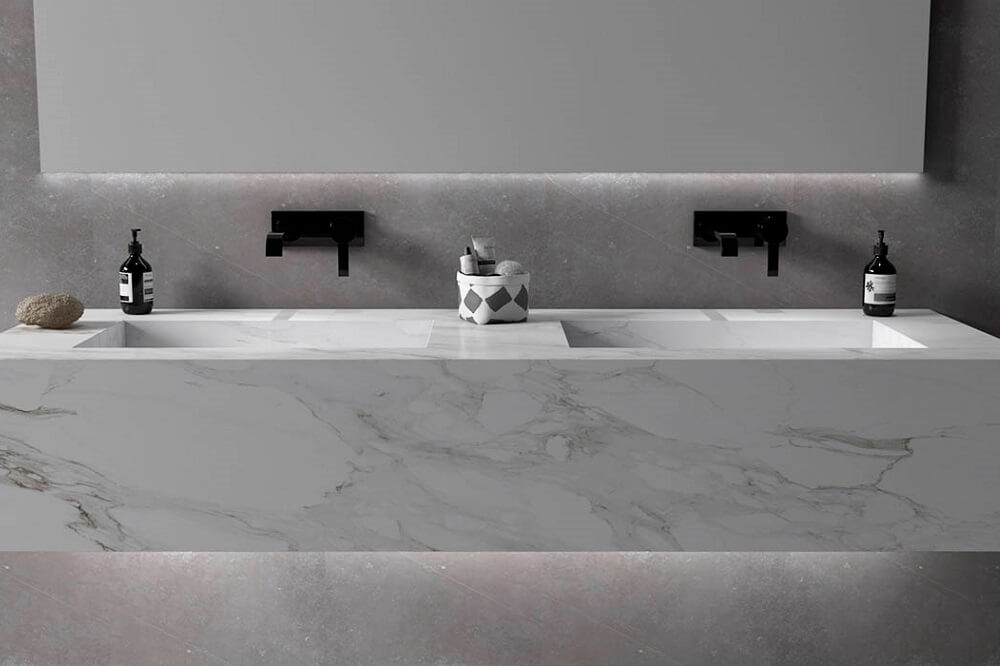 Custom Bathroom Ideas: Floating Stone Vanity