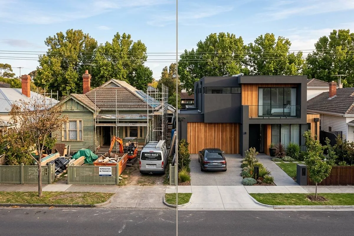 Comparison of Melbourne home renovation versus knock-down rebuild custom home