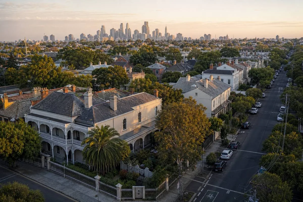 Melbourne residential streetscape with heritage homes illustrating planning permit considerations for custom builds